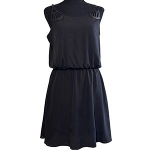 Guess Little Black Dress Chiffon Sleeveless Pleated Blouson A-Line w/ Pockets 4